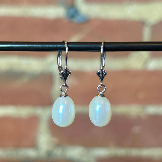White Freshwater Egg Pearl Earrings