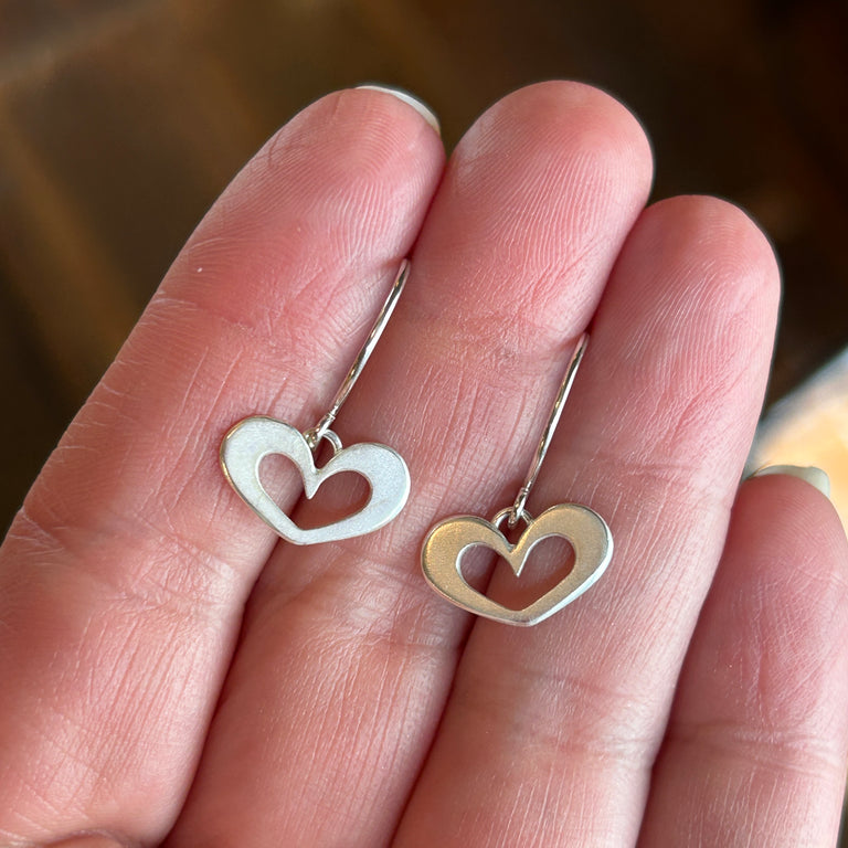 Silver Open Heart Earrings