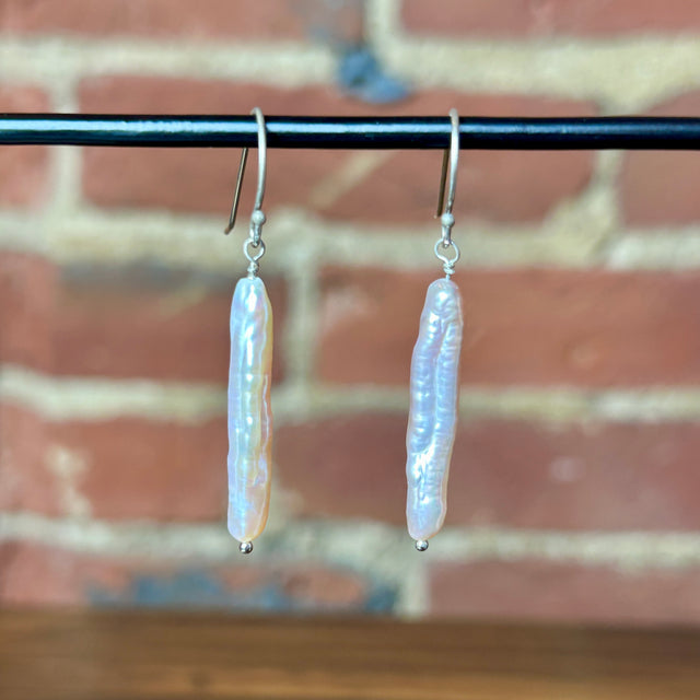 Pale Pink Freshwater Stick Pearl Earrings