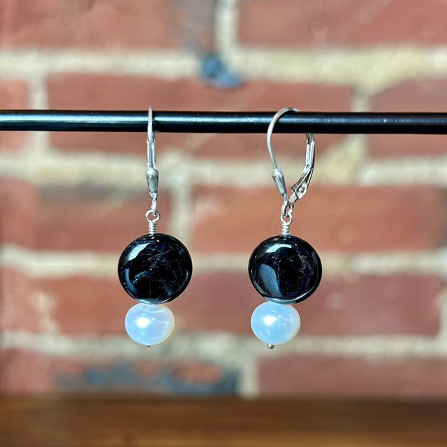 Pearl + Hypersthene Bead Earrings