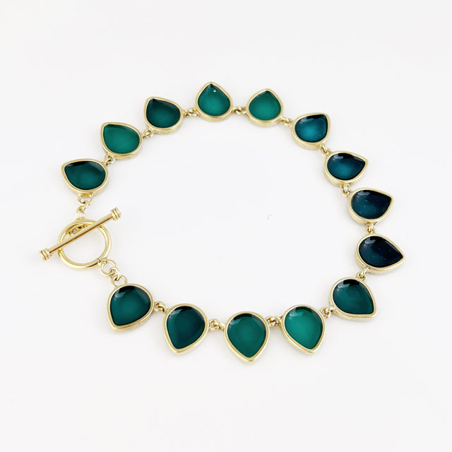 Golden Teal Petals Bracelet