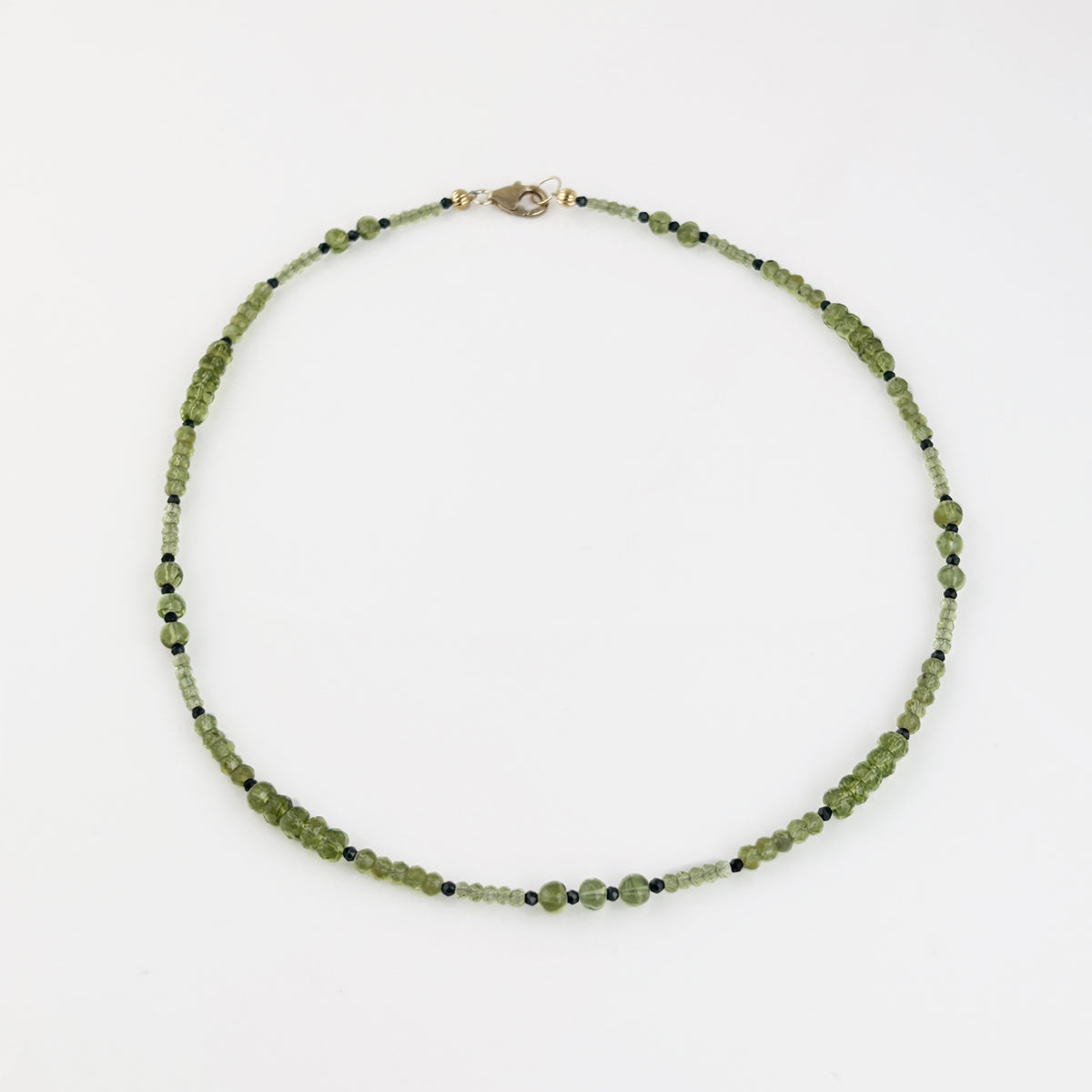 Peridot + Black Spinel "Kiwifruit" Bead Necklace