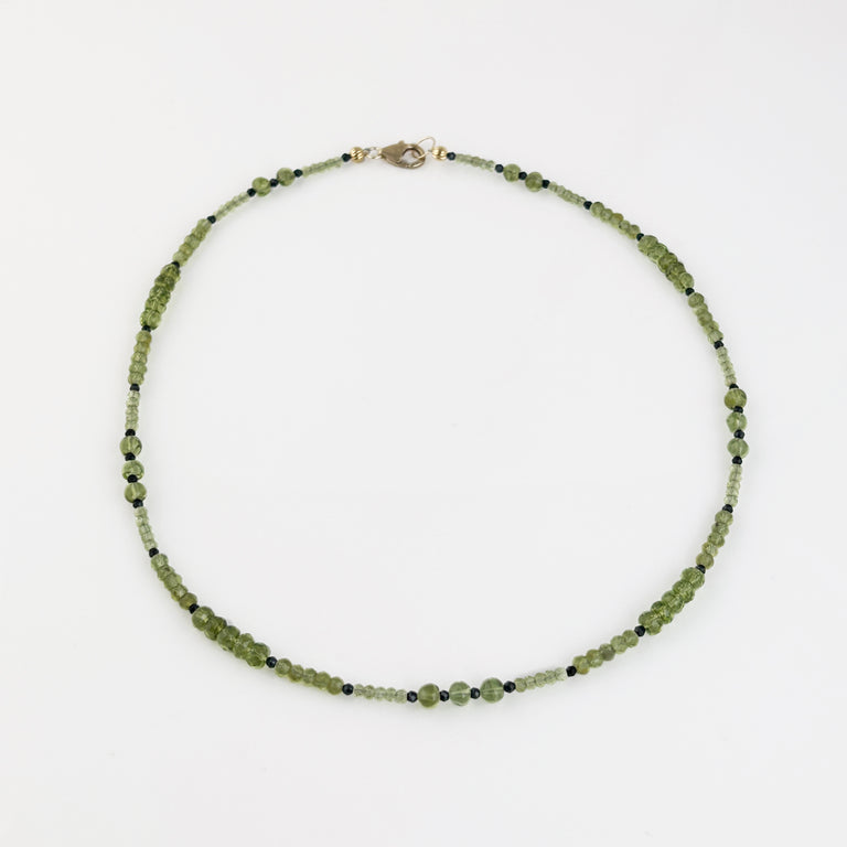 Peridot + Black Spinel "Kiwifruit" Bead Necklace