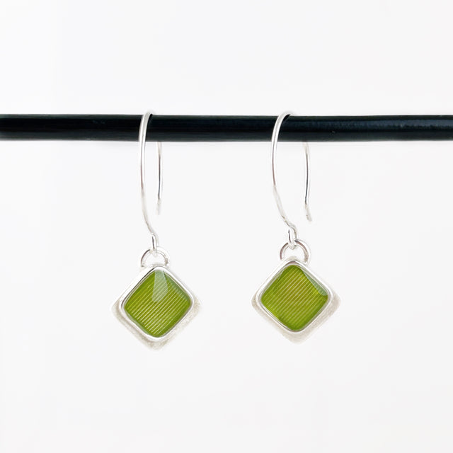 Tiny Chartreuse Chiclet Earrings