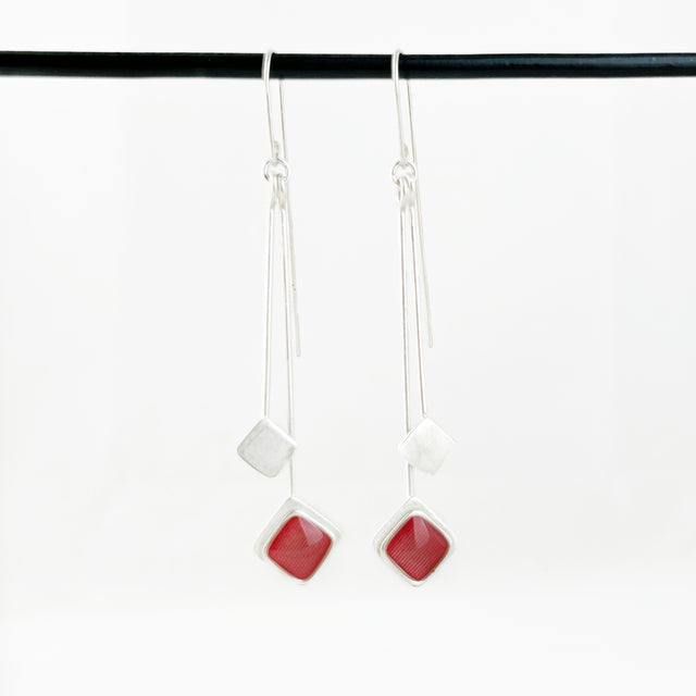 Long Tiny Pink Chiclet Earrings
