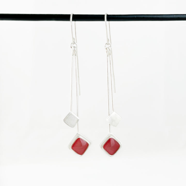 Long Tiny Pink Chiclet Earrings