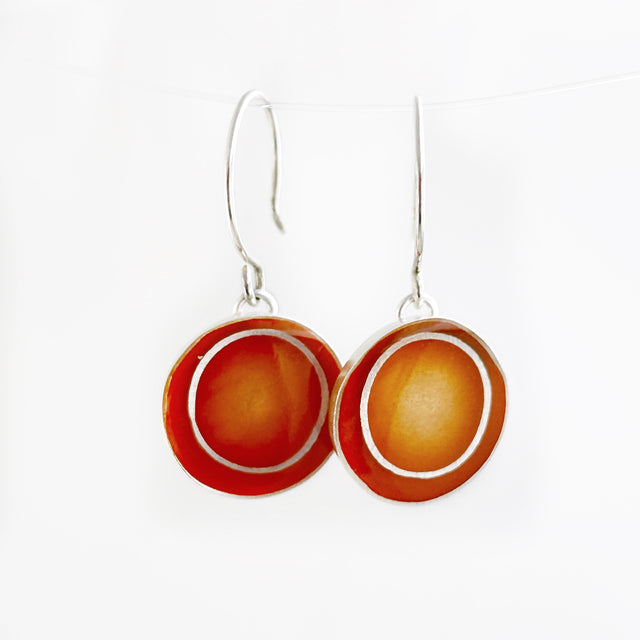 Orange Nesting Circle Earrings