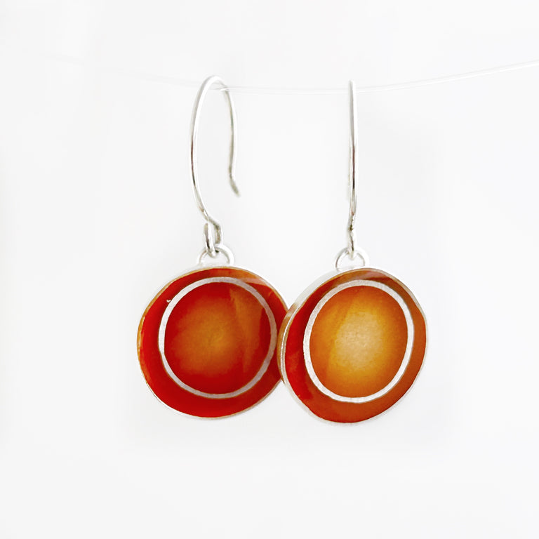 Orange Nesting Circle Earrings