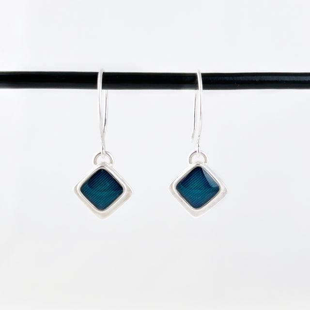 Tiny Teal Chiclet Earrings