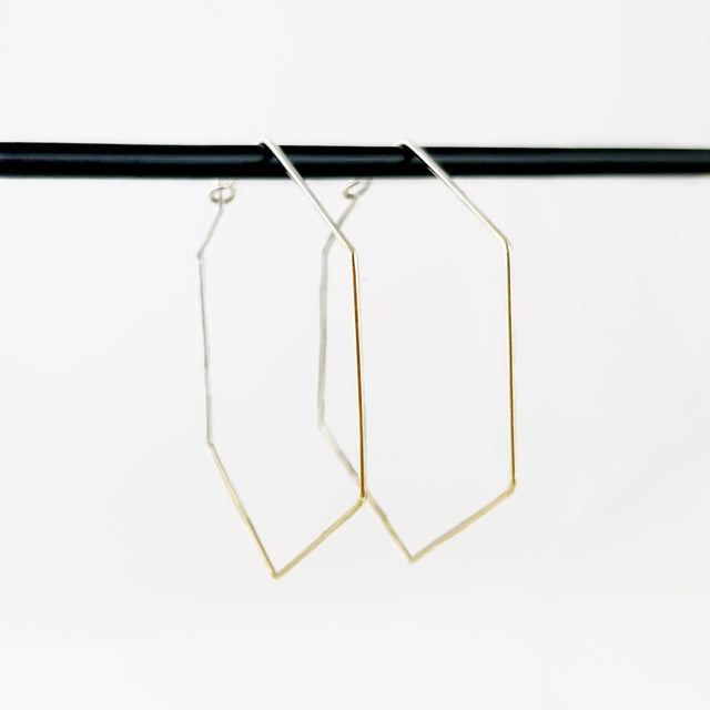 Hexagon Wire Hoop Earrings