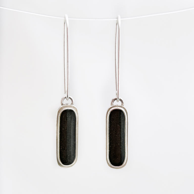 Dark Grey Obround Capsule Earrings