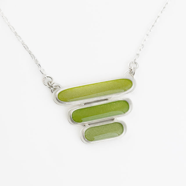 Triple Chartreuse Capsule Pendant Necklace