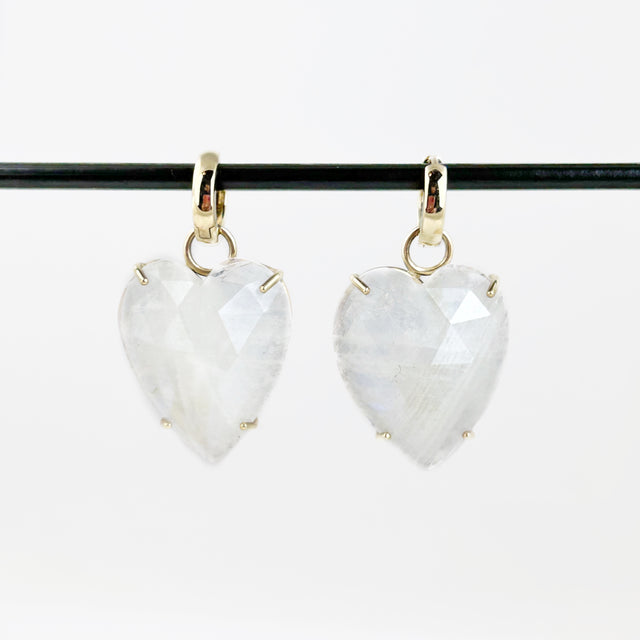 Moonstone Heart Earring Charms