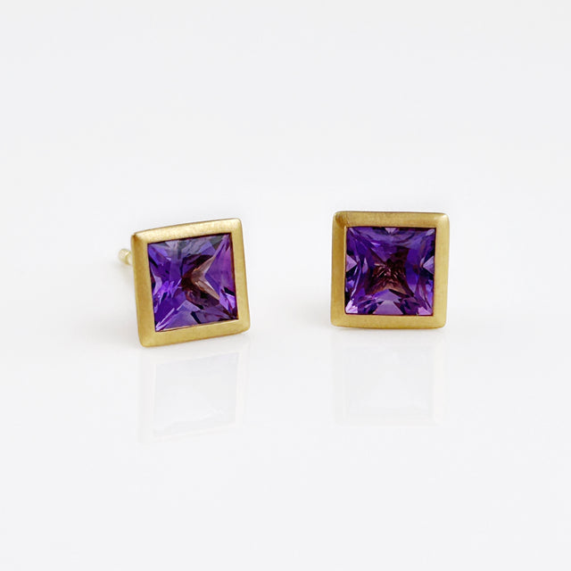 Square Amethyst Earrings