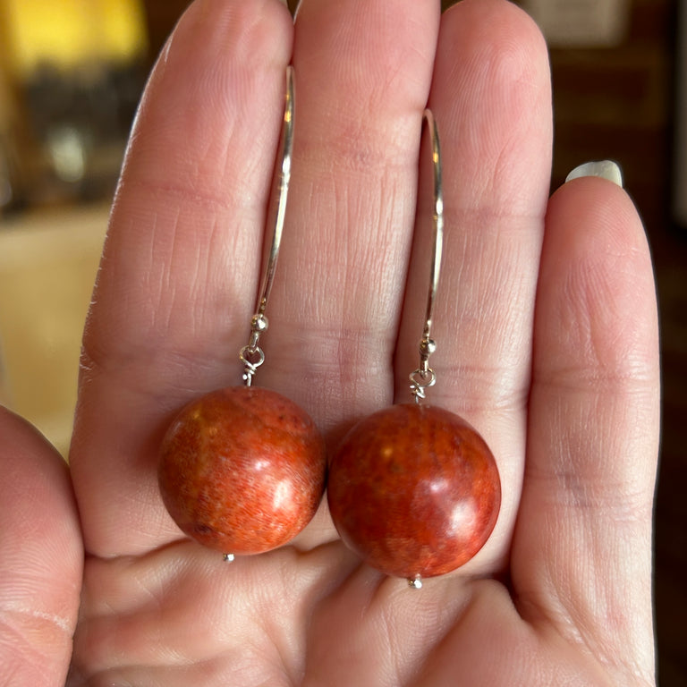 Sponge Coral Bead Earrings