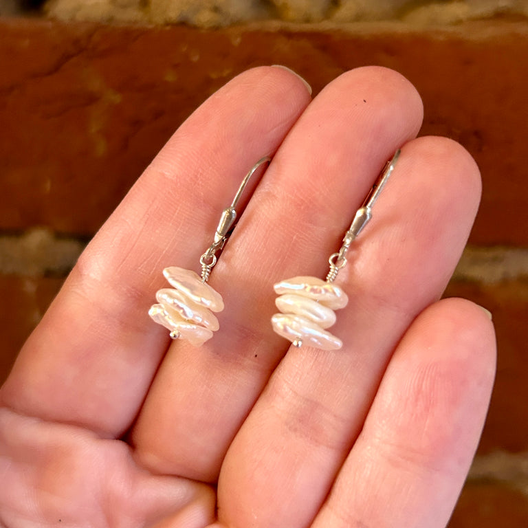 Stacked Baroque Nugget Pearl Earrings