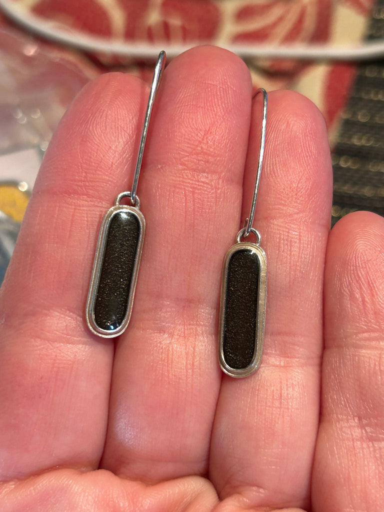 Dark Grey Obround Capsule Earrings