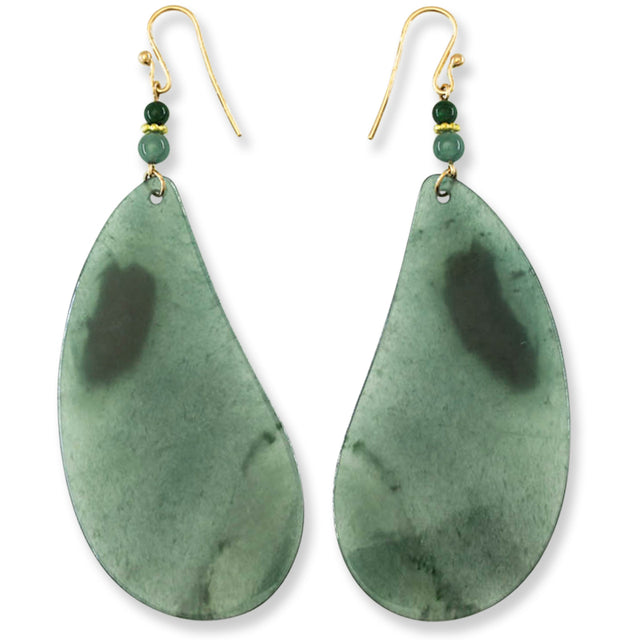 Translucent Guatemalan Jade Slice Earrings