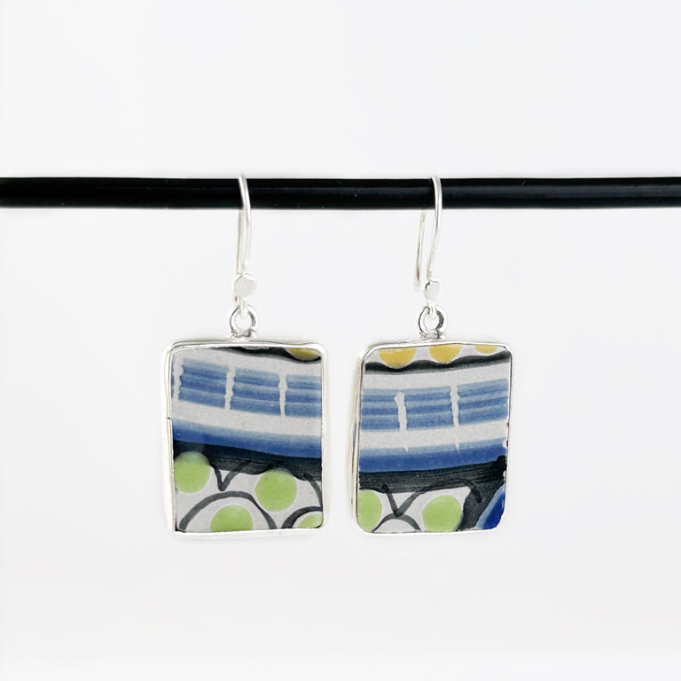 Blue + Green Talavera Tile Earrings