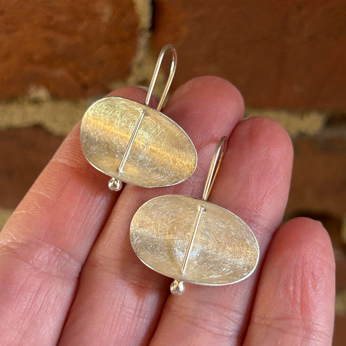 East-West Concave Oval Earrings