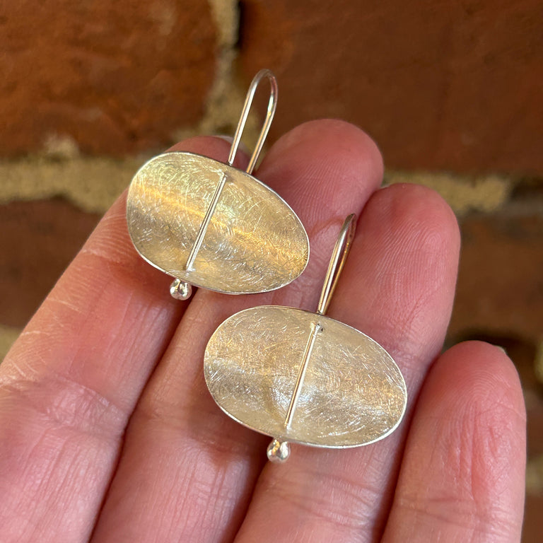 East-West Concave Oval Earrings