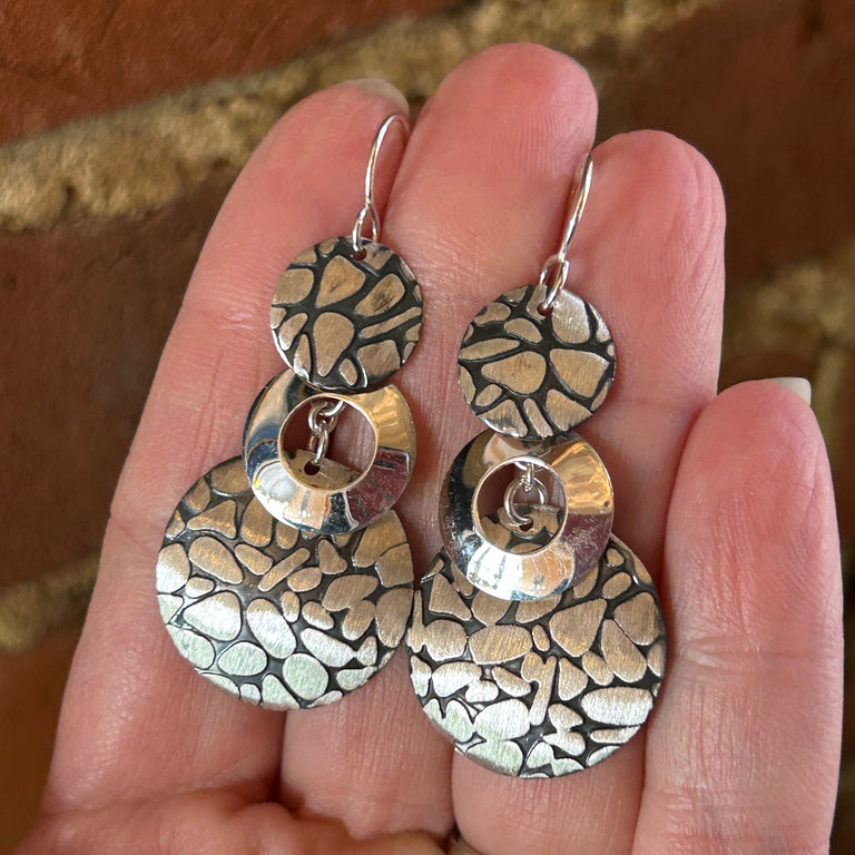 Double Cobblestone Dish Earrings