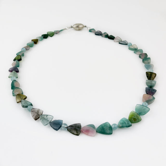 Tourmaline + Aquamarine Bead Necklace + Earrings Set