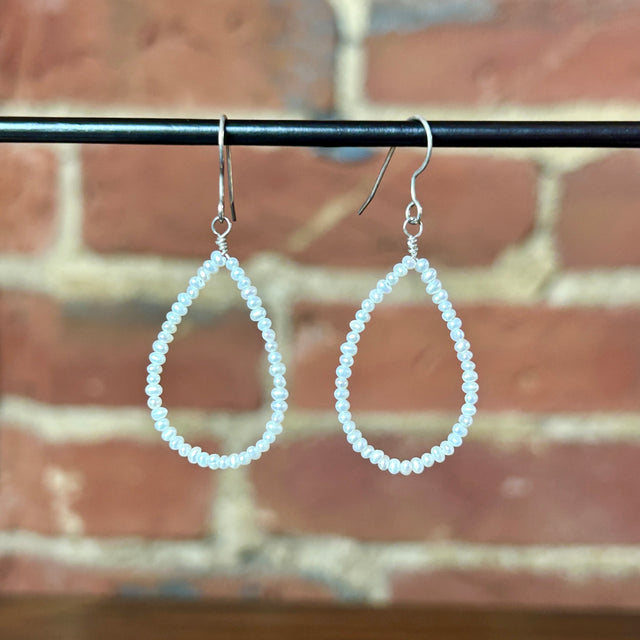 Tiny Seed Pearl Loop Earrings