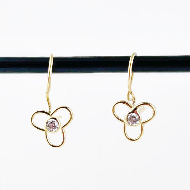 Gold Wire + Diamond Earrings