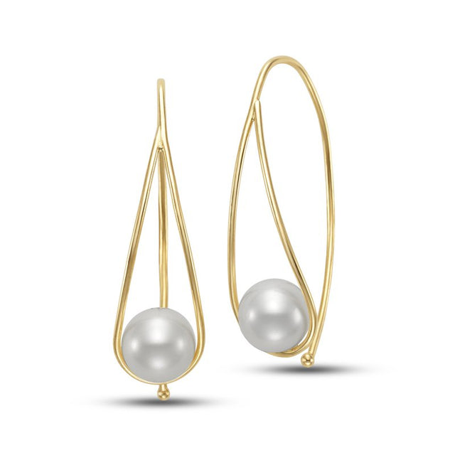 Teardrop Hook Pearl Earrings