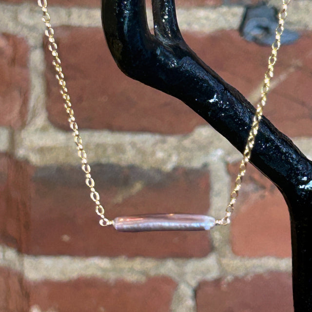 Lavender Pink Cultured Stick Pearl Necklace