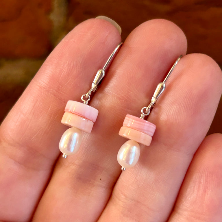 Queen Conch Shell + Pearl Earrings