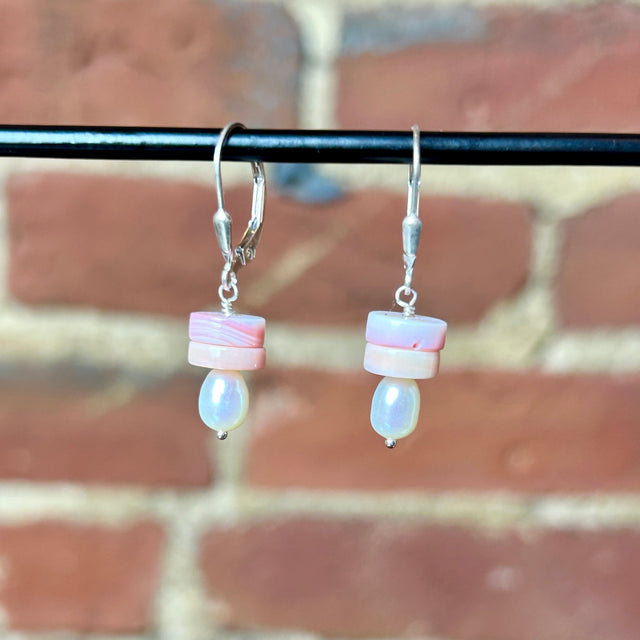 Queen Conch Shell + Pearl Earrings