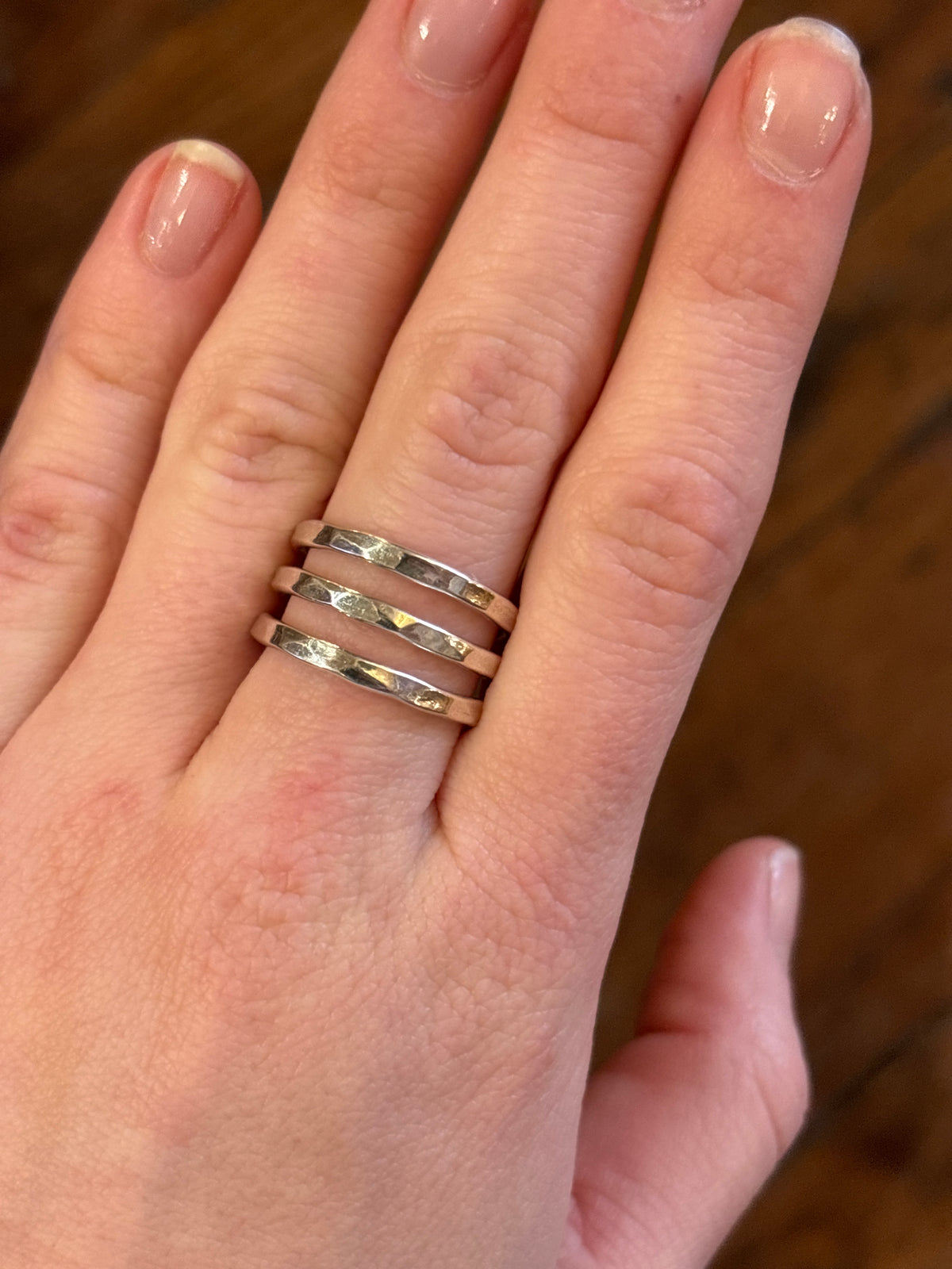 Hammered Three Band Ring
