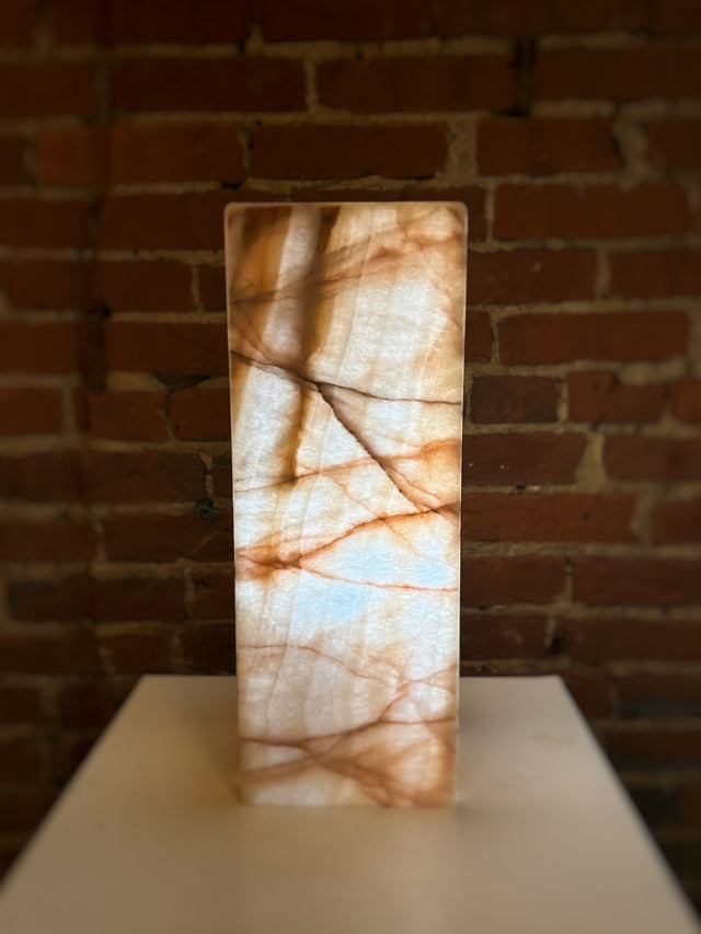 Rosa Blush Calcite Rectangle Lamp
