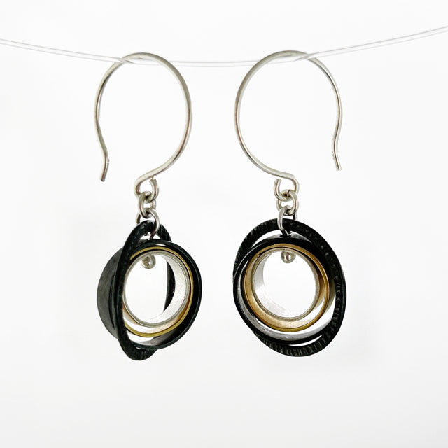 Tri-mix Concentric Mobile Circles Earrings