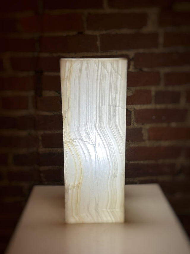 Medium White Calcite Rectangle Lamp