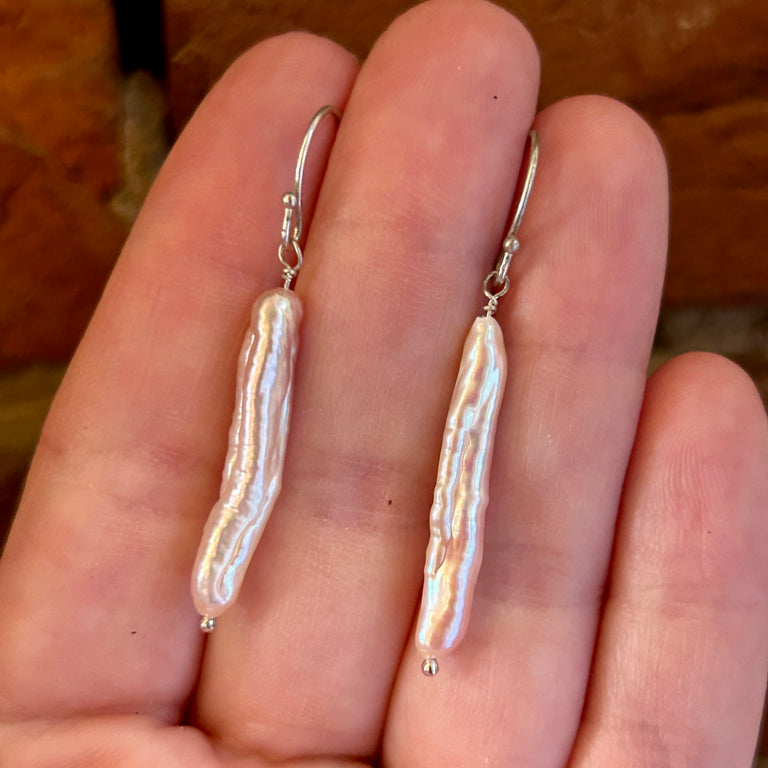 Pale Pink Freshwater Stick Pearl Earrings