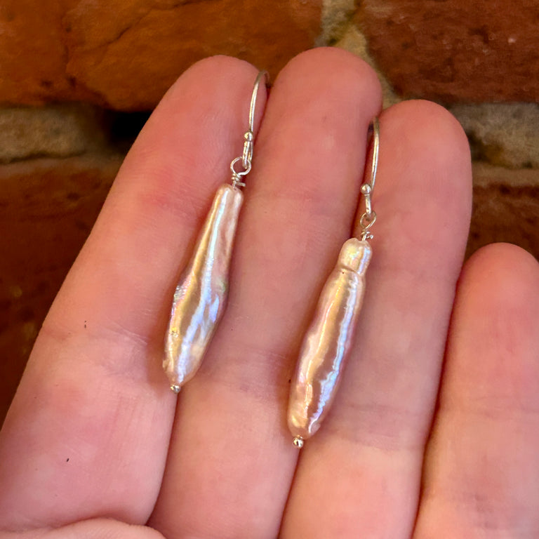 Pink Freshwater Stick Pearl Earrings