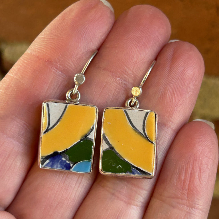 Yellow+ Green Talavera Tile Earrings