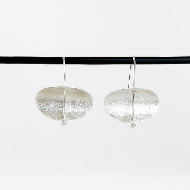 East-West Concave Oval Earrings