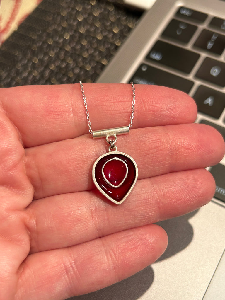 Red Nesting Pear Pendant Necklace