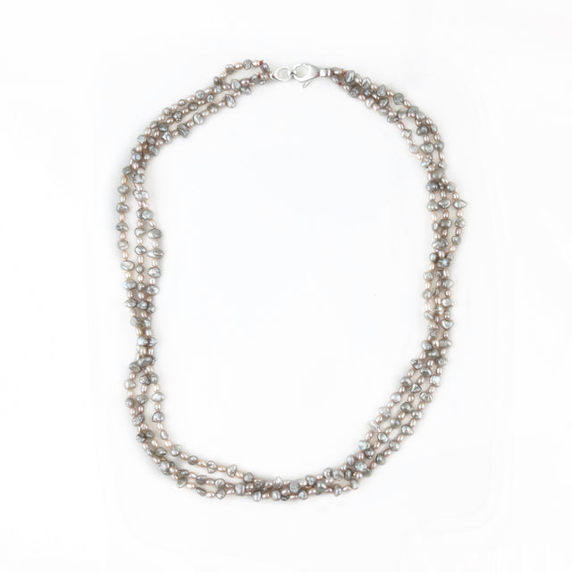 Triple Strand Tiny Akoya Keshi Pearl Necklace