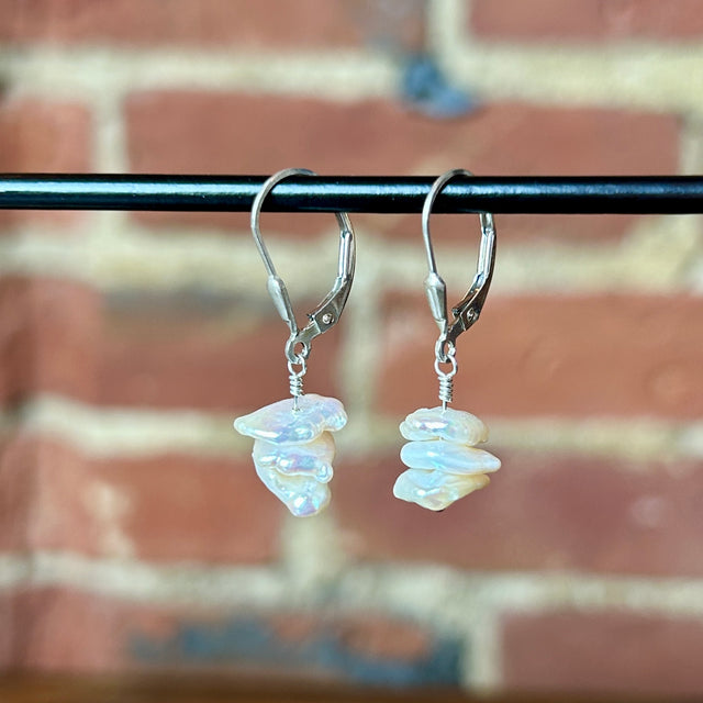 Stacked Baroque Nugget Pearl Earrings