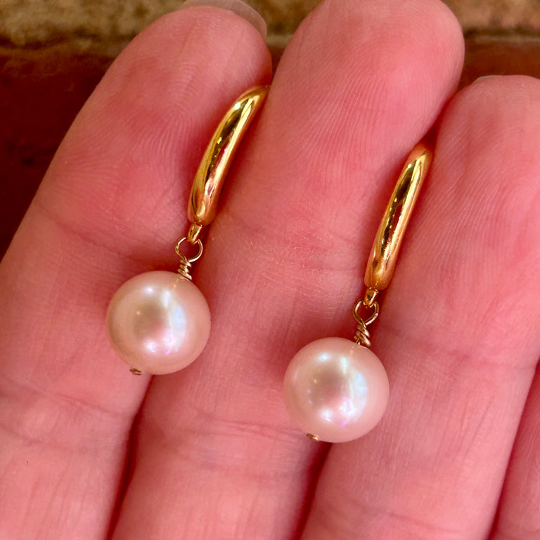 Peachy Pink Pearl Earrings