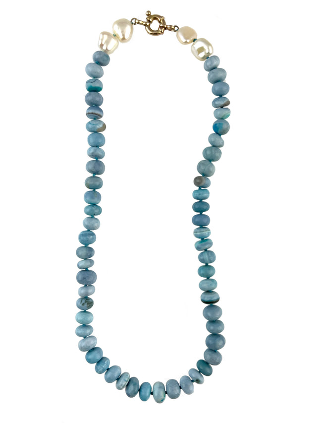Blue Opal & Pearl Necklace