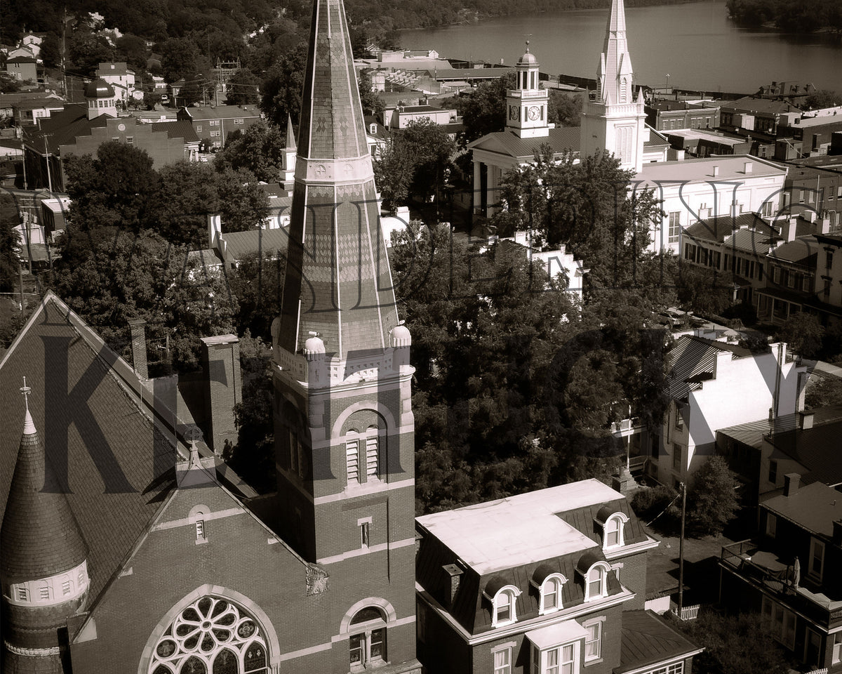B+W "Churches, Third + Market, Maysville" Photograph