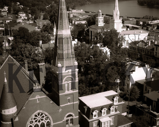 B+W "Churches, Third + Market, Maysville" Photograph
