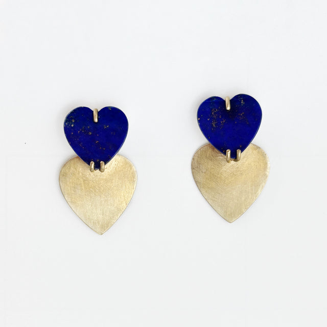 Lapis Lazuli Two Hearts Earrings