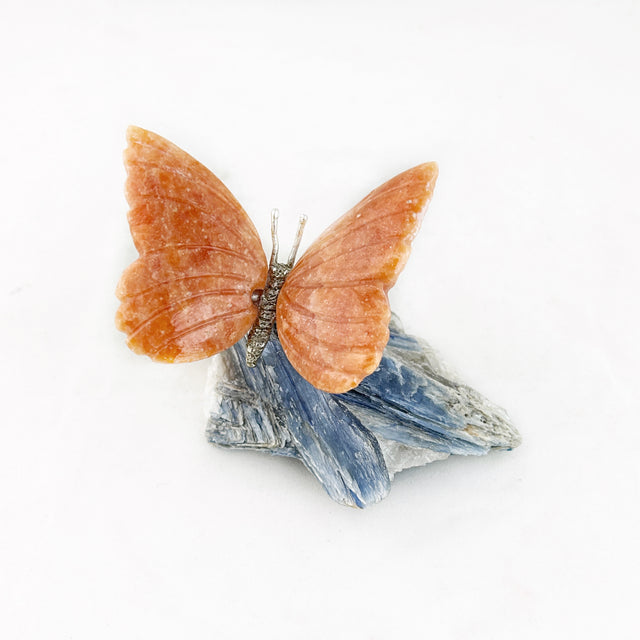 Orange Calcite Butterfly with Kyanite